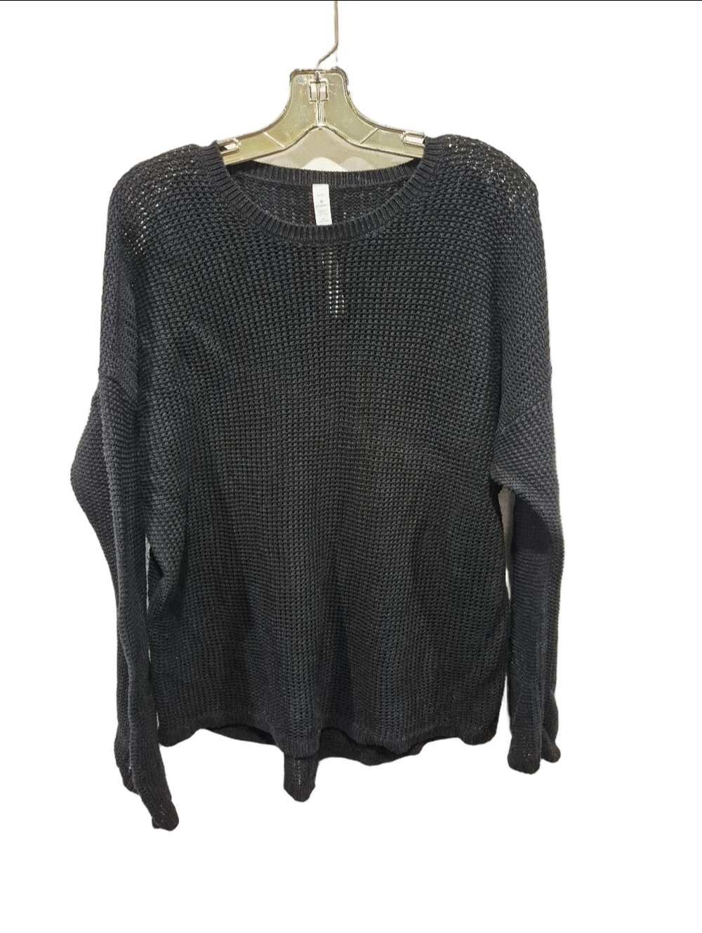 Lululemon Easy Embrace Sweater Black 100% Cotton Textured Knit Size L/XL